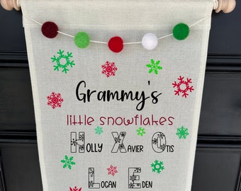 Christmas Hanging Banner | Personalized Gift | Grandparents Gift | Custom Holiday Gift | Personalized Grandkids Gift | Grandchild Name Gift