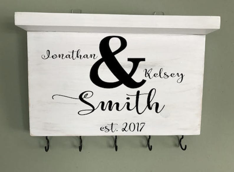 Mr and Mrs Wood Keyholder Married Name Sign Newly Married Etsy