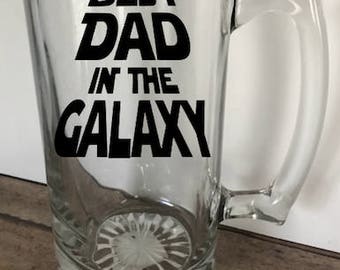 Best Dad in the Galaxy Beer Mug, Fathers Day Gift, Christmas Gift for Dad, Best Dad gift, Sci-Fi Gift, Coach Gift, Groomsmen Gift