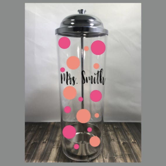 Personalized Straw Dispenser Pencil Holder, Custom Teacher Gift, Pencil  Dispenser, Back to School, End of Year, Polka Dot, Desk Organizer 