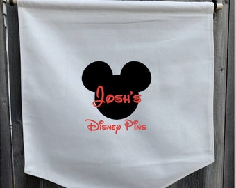 Personalized Disney Pin Hanger, Pin Holder, Disney Pin Banner, Mickey Minnie Pin Holder, Pin Storage, Pin Display, Collectible Display