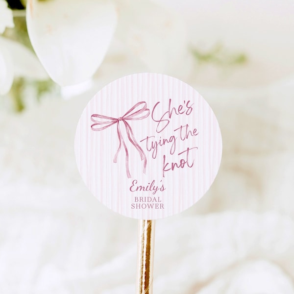 She's Tying the Knot, Bridal Shower Stickers, Bachelorette Party Favors, Engagement Stickers