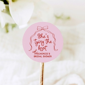 She's Tying the Knot, Bridal Shower Stickers, Bachelorette Party Favors, Engagement Stickers V2