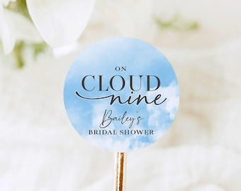 On Cloud Nine Stickers, Bridal Shower Stickers, Bachelorette Party Favors, Engagement Stickers V3