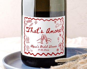 That&#39;s Amore Champagne/Prosecco Labels, Italian Bridal Shower Favors, Italy Themed Bridal Shower Favors
