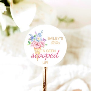 She's Been Scooped Up, Ice Cream Bridal Shower Stickers V4