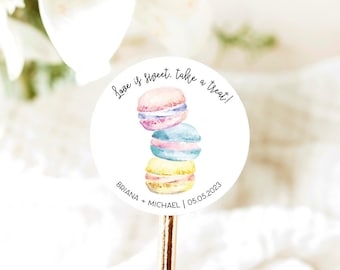 Love is Sweet Stickers, Macaron Wedding Favor Stickers, Macaron Stickers, Wedding Favor Label, Treat Bag Stickers, Sticker Wedding Favors V2