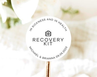 Wedding Recovery Kit Labels, Hangover Kit Stickers