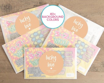 Lucky in Love Lotto Favor Stickers, Wedding Lottery Ticket Favors, Bridal Shower Favors, Bulk Wedding Favors