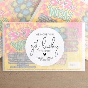 We Hope You Get Lucky Tonight, Personalized Scratch-Off Wedding Favor Stickers, Lotto Ticket Wedding Favors, Interactive Party Favor V2
