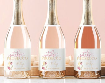 Petals & Prosecco Champagne/Prosecco Labels, Bachelorette Party Favors, Bridal Shower Favors