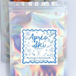 Apres Ski Bachelorette Hangover Kit: Holographic Favor Bags & Stickers