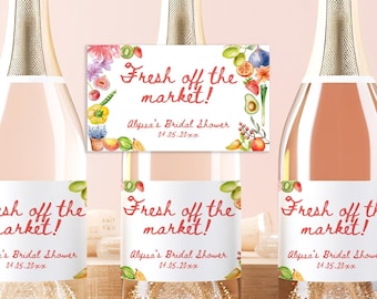 Fresh Off The Market - Farmers Market Bridal Shower Champagne Labels