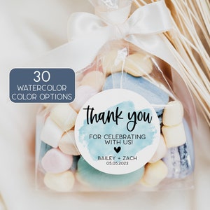 Thank You For Celebrating With Us Wedding Favor Stickers, Watercolor Wedding Sticker, Wedding Favor Label, Treat Bag Stickers, Wedding Favor