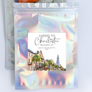 Charleston Bachelorette Party Hangover Kit Stickers and Bags,  Kit, Bachelorette Party Favors, Bach Party