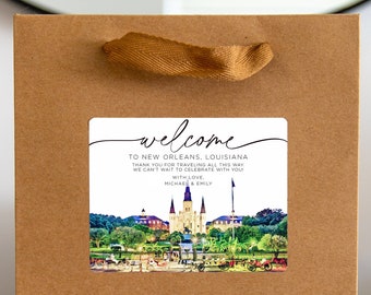 New Orleans Wedding Welcome Bag Sticker, Welcome Bag for Hotel, Out of State Wedding Guest Bags, Out of Town Wedding Guests, NOLA Wedding