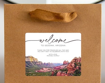 Sedona Wedding Welcome Bag Sticker, Welcome Bag for Hotel, Out of State Wedding Guest Bags, Out of Town Wedding Guests, Sedona Arizona