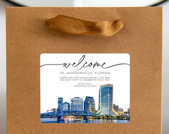 Jacksonville Wedding Welcome Bag Sticker, Welcome Bag for Hotel, Out of State Wedding Guest Bags, Out of Town Wedding, Jacksonville Florida