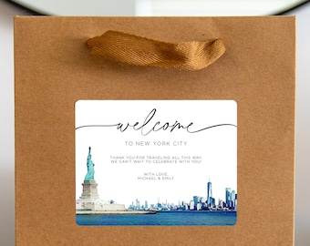 New York City Wedding Welcome Bag Sticker, Welcome Bag for Hotel, Out of State Wedding Guest Bags, Out of Town Wedding Guests NYC Wedding V2