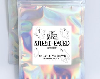 Halloween Hangover Kit Bags & Stickers: Personalized Party Favors (Sheet Faced)