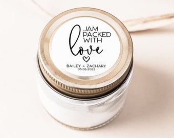 Jam Packed with Love Stickers, Round Wedding Jam Labels, Wedding Jam Favors, Bridal Shower Favor Stickers, Bulk Wedding Favors V2