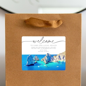 Cabo San Lucas Wedding Welcome Bag Sticker, Welcome Bag for Hotel, Out of State Wedding Guest Bags, Out of Town Wedding Guests, Mexico