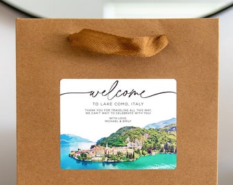 Lake Como Italy Wedding Welcome Bag Sticker, Welcome Bag for Hotel, Out of State Wedding Guest Bags, Out of Town Wedding Guests