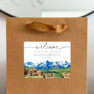 Colorado Wedding Welcome Bag Sticker, Welcome Bag for Hotel, Out of State Wedding Guest Bags, Out of Town Wedding Guests, Rocky Mountains