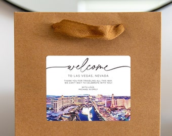 Las Vegas Nevada Wedding Welcome Bag Sticker, Welcome Bag for Hotel, Out of State Wedding Guest Bags, Out of Town Wedding Guests