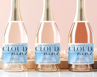 Cloud Nine Champagne Labels: Bachelorette Party, Bridal Shower Favors