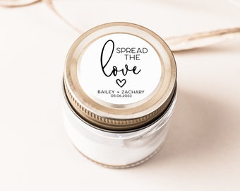 Spread the Love Jam Stickers, Round Wedding Jam Labels, Wedding Jam Favors, Bridal Shower Favor Stickers, Jar Labels, Wedding Favors, V3