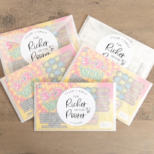 For Richer or Poorer Lotto Favor Stickers, Wedding Lotto Ticket Favors, Scratch off Favors, Wedding Favors for Guests, Lotto Ticket Favors