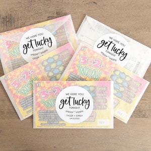 Personalized Lottery Ticket Wedding Favor Stickers, We Hope You Get Lucky Tonight, V1
