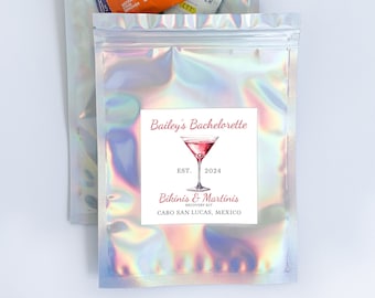Holographic Bachelorette Party Hangover Kit Bags & Stickers