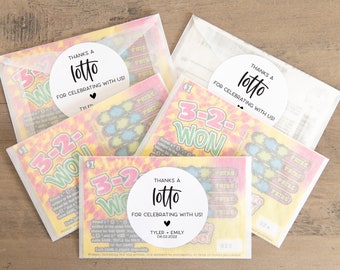 Thanks a Lotto for Celebrating, Lotto Favor Stickers, Wedding Lotto Ticket Favors, Bulk Wedding Favors, Lotto Ticket Favors, V2