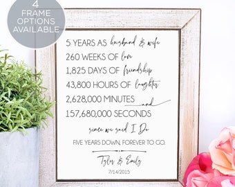 Regalo de quinto aniversario, regalo de aniversario para parejas, regalo para esposo, regalo para esposa, regalo de quinto aniversario