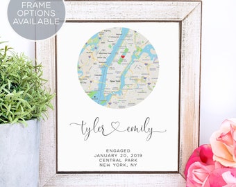 Engagement Gift, Engagement Gifts for Couple, Gift for Couple, Map Print, Engaged Gift, Gift for Bride, Wedding Gift, Engagement Gifts