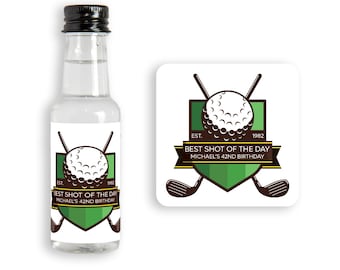 Golf Birthday Mini Liquor Bottle Stickers: Personalized Party Favors