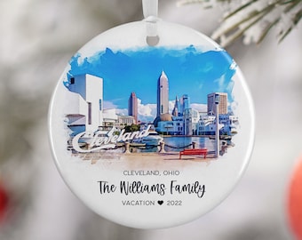 Cleveland Ohio Christmas Ornament, Ohio Family Vacation, Family Trip, Engaged Married Gift, Travel Gift, Engagement Gift 3200