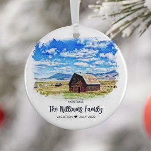 Montana Christmas Ornament, Montana Family Vacation, Engaged Married Gift, Travel Gift, Travel Souvenir Engagement Gift 3170