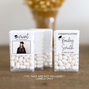 Class of 2025 Graduation Party Favors, Mint to Succeed Labels, Custom Tic Tac Stickers, Personalized Graduation Party Stickers V7