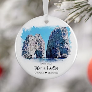 Capri Italy Ornament, Engaged in Italy, Amalfi Coast, Travel Engagement, Travel Gift for Engaged Couple, Engagement Gift, 3007