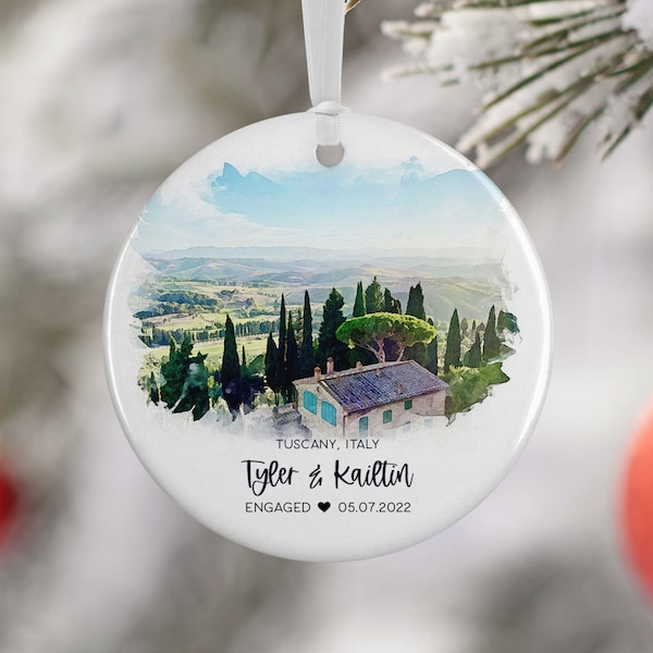 Tuscany Italy Ornament, Italy Vacation, Tuscany Region, Travel Engagement, Gift for Engaged Couple, Engagement Gift, Souvenir 3077