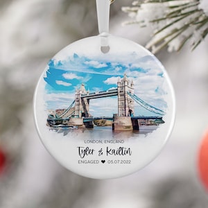 London England Ornament, Engagement Married Ornament, Travel Gift, Travel Gift for Engaged Couple, Engagement Gift, Vacation Souvenir 3090