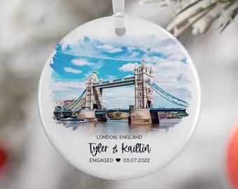 London England Ornament, Engagement Married Ornament, Travel Gift, Travel Gift for Engaged Couple, Engagement Gift, Vacation Souvenir 3090