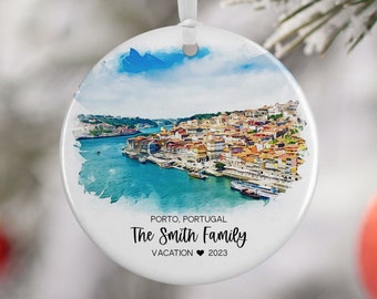 Porto Portugal Christmas Ornament, Family Vacation, Engagement Gift, Family Trip, Engaged Married Gift, Travel Souvenir, 3240