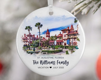 St Augustine Florida Ornament, Florida Family Vacation, Engaged, Married Ornament, Travel Gift, Wedding Engagement Gift Souvenir 3129