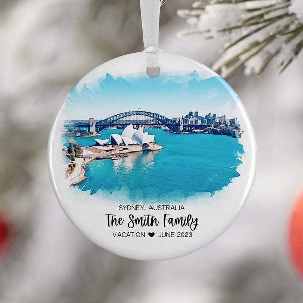 Sydney Australia Christmas Ornament, Family Vacation, Engagement Gift, Family Trip, Engaged Married Gift, Travel Souvenir, 3234