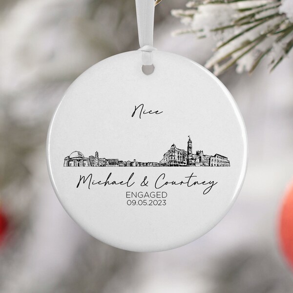 Nice France Ornament, Nice France Skyline, Nice Vacation, Engagement, Honeymoon, Travel Souvenir, Vacation Gift, 4017