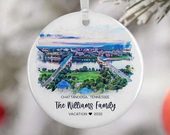 Chattanooga Tennessee Christmas Ornament, Tennessee Vacation, Family Trip, Engaged Married Gift, Travel Gift, Engagement Gift 3183